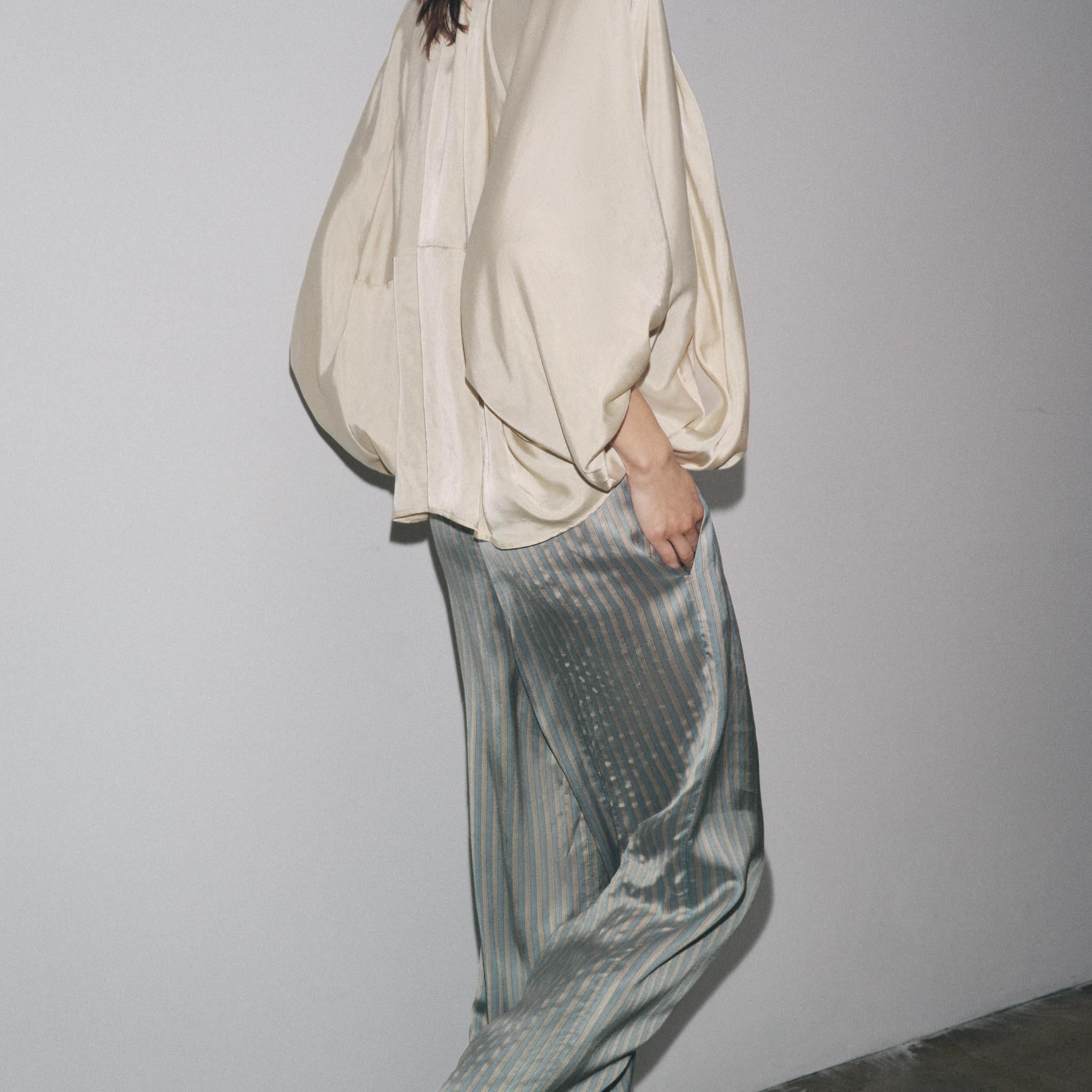 Oversized Satin Zip - Up Shirt