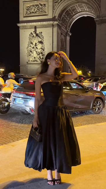 Black Strapless Midi  Dress