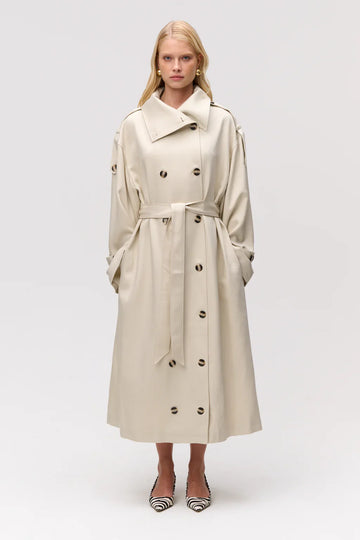 Beige Double - Breasted Trench Coat